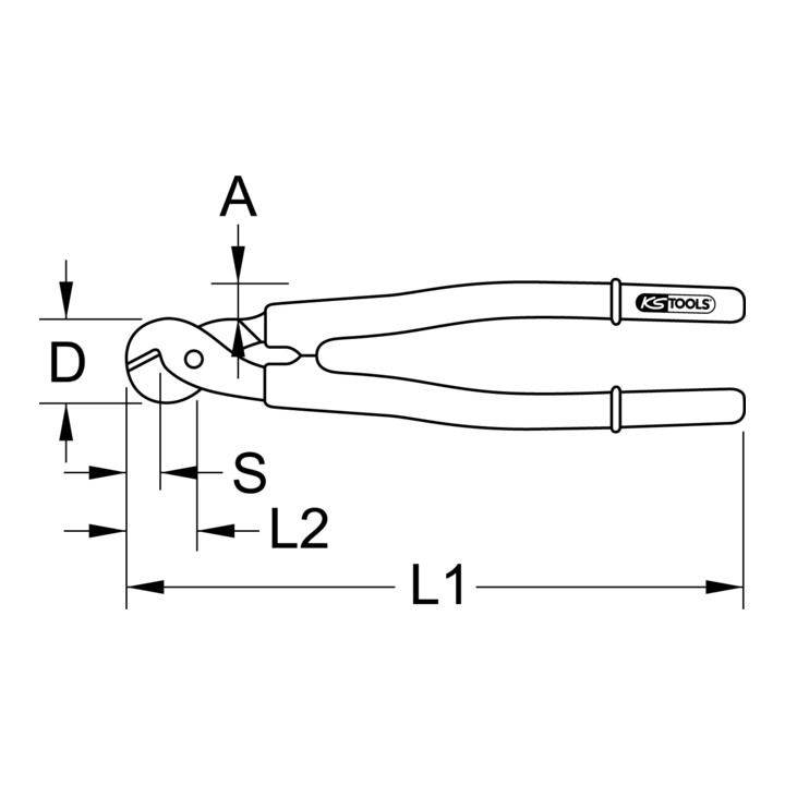 KS Tools Isolierte Drahtseil-Kabelschere, 600 mm, Schneidenlänge 17 mm