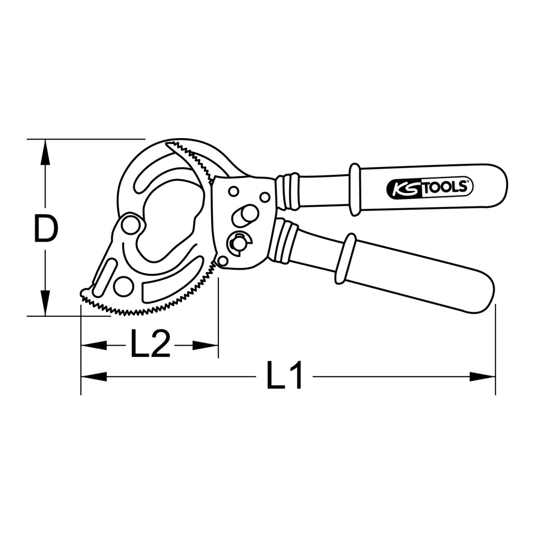 KS Tools Isolierte Ratschenkabelschere, 400mm