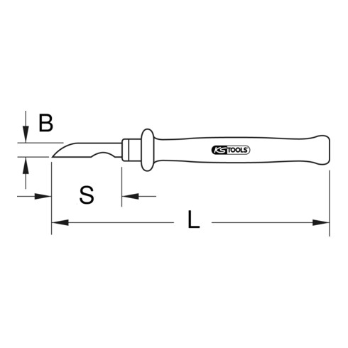KS Tools Isoliertes Kabel-Abisoliermesser, 200 mm abgewinkelte Klinge