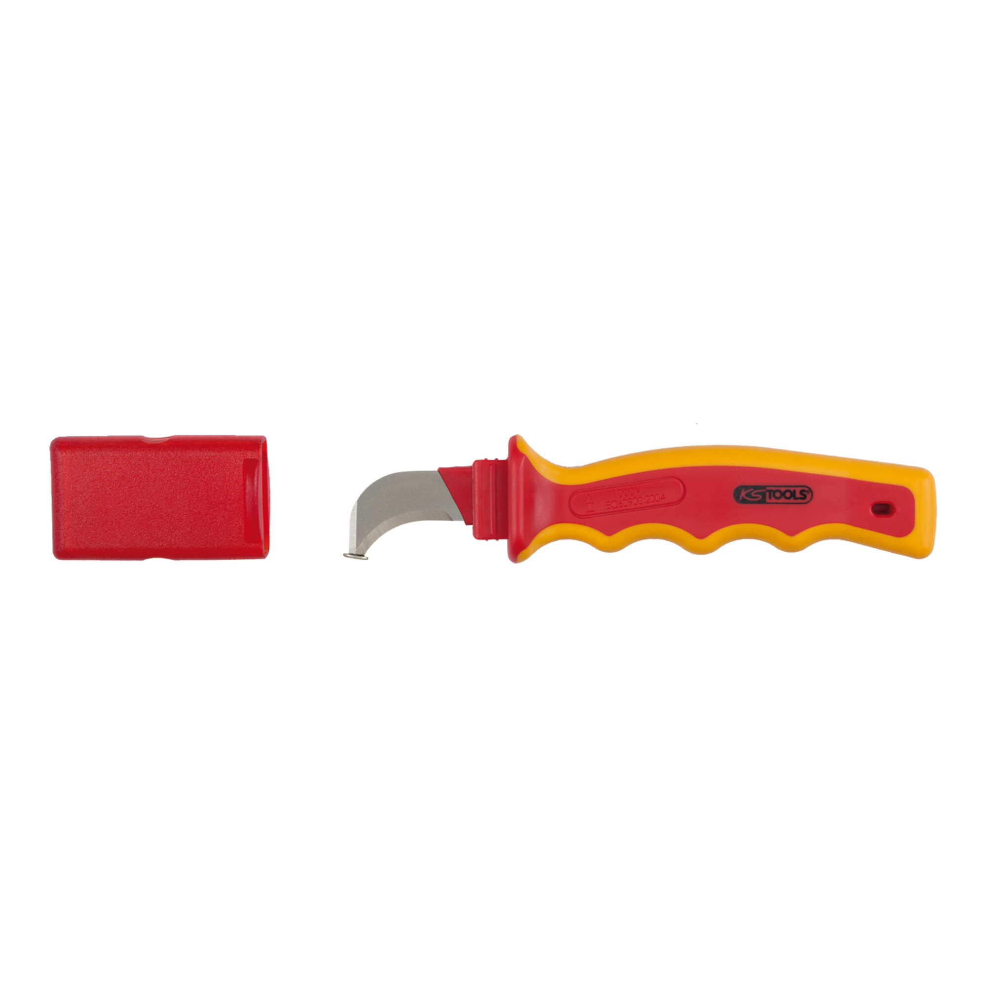 KS Tools Isoliertes Kabelmesser mit Hakenklinge, 200 mm mit 2-Komponentengriff