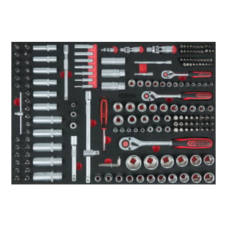 KS Tools Jeu de clés à douille 1/4"+3/8"+1/2", 195 pcs. dans l'insert système 1/1