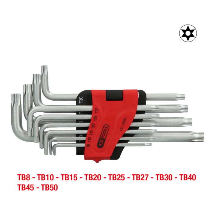 KS Tools Jeu de clés Allen TX avec alésage, longues, 10 pces, TB8-TB50