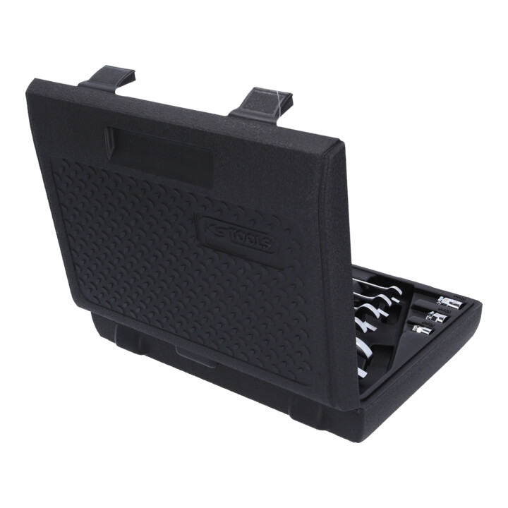 KS Tools Jeu de clés mixtes à cliquet à tête inclinable à verrouillage GEARplus, 12 pcs. avec adaptateurs