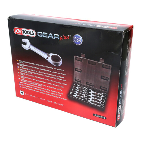 KS Tools Jeu de clés mixtes à cliquet courtes GEARplus, 16 pcs.