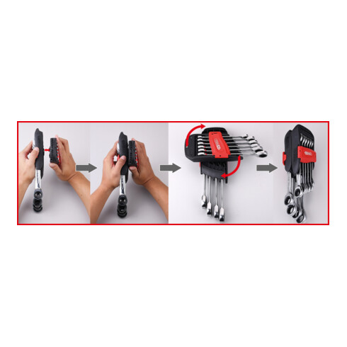 KS Tools Jeu de clés mixtes à cliquet GEARplus, 10 pcs.