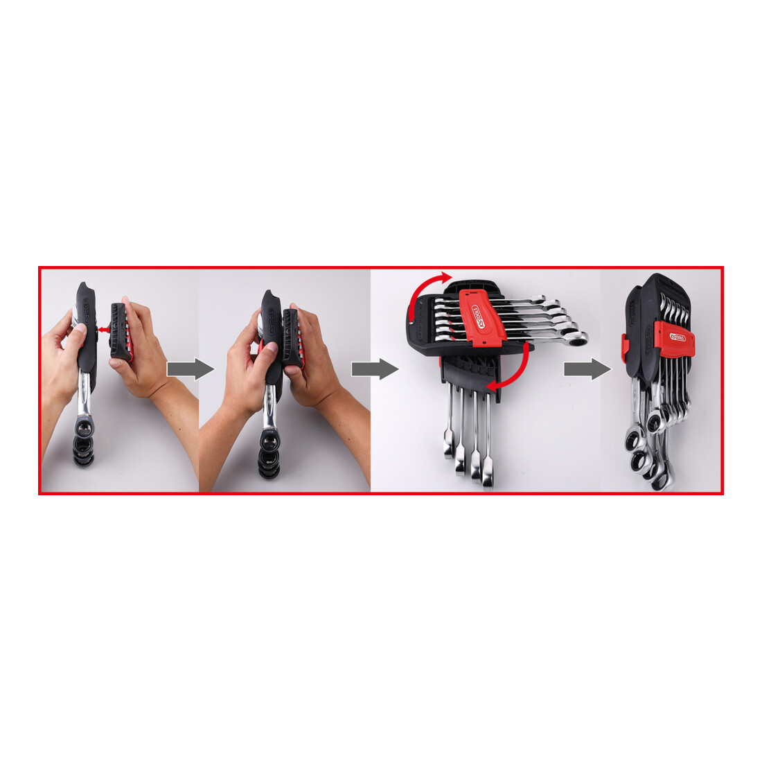 KS Tools Jeu de clés mixtes à cliquet GEARplus, 10 pcs.