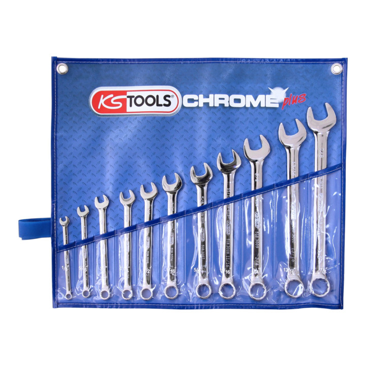 KS Tools Jeu de clés mixtes coudées CHROMEplus, 11 pcs. pouce