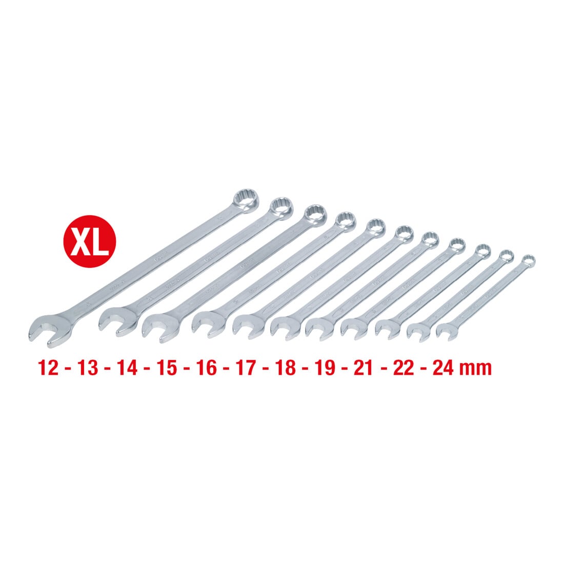 KS Tools Jeu de clés mixtes, extra-longues, 11 pcs. 12-24mm