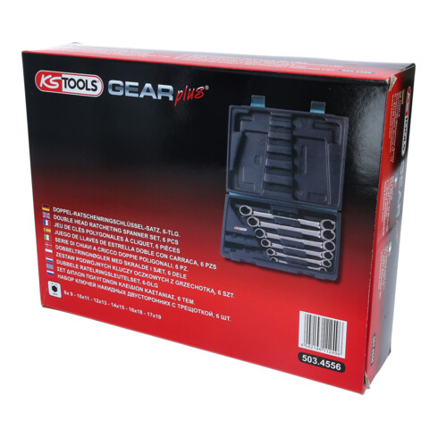 KS Tools Jeu de clés polygonales à cliquet GEARplus, 6 pcs. coffret