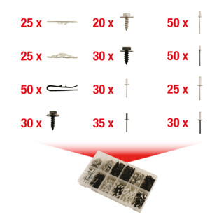 KS Tools Jeu de clips de fixation - serrage rapide, 400 pcs