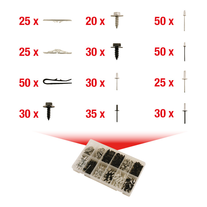 KS Tools Jeu de clips de fixation - serrage rapide, 400 pcs