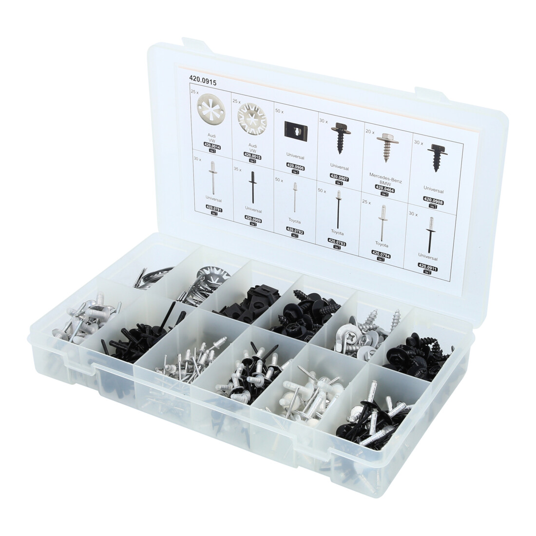 KS Tools Jeu de clips de fixation - serrage rapide, 400 pcs