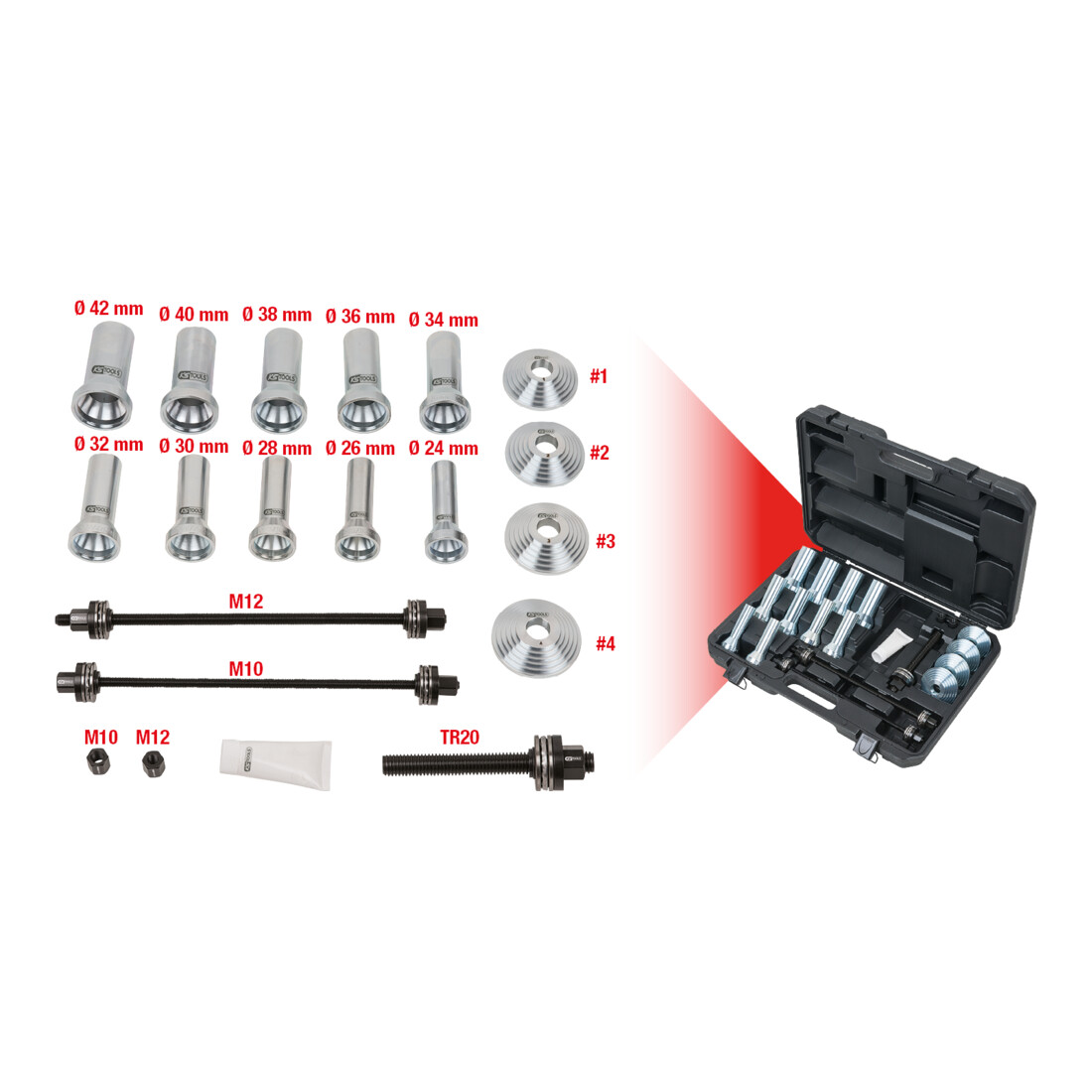 KS Tools Jeu de douilles de pression étagées, 22 pcs.