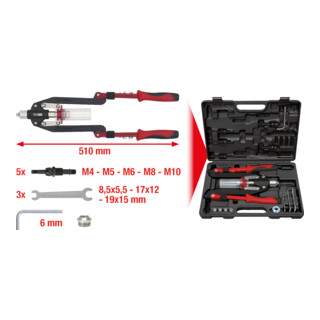 KS Tools Jeu de pince à rivets, grand, 17 pcs.