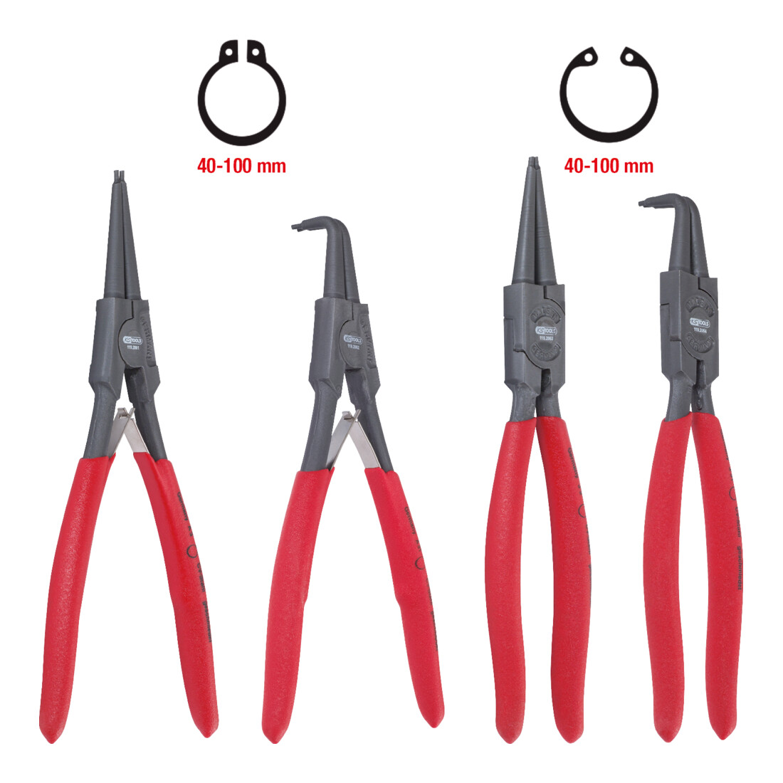 KS Tools Jeu de pinces de sécurité, 40-100 mm, 4 pcs.