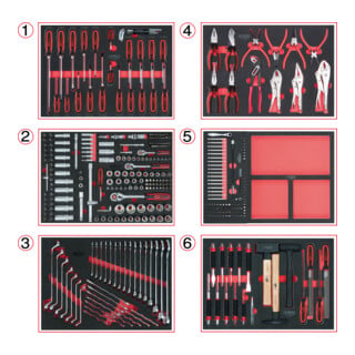 KS Tools jeu de plaquettes système universel pour 6 tiroirs avec 598 outils haut de gamme