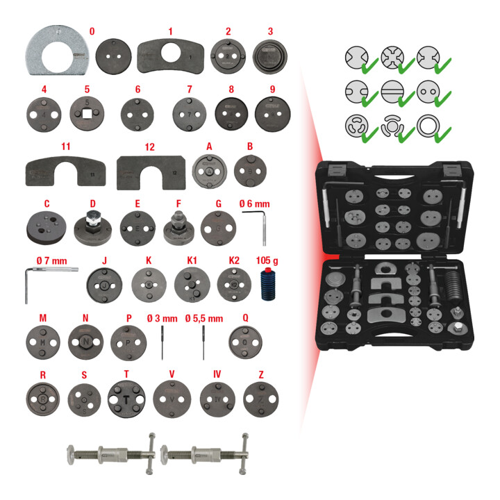 KS Tools Jeu de repousses piston de frein, 41 pcs.