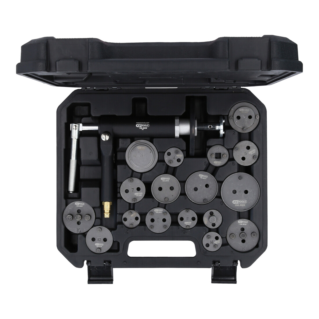 KS Tools Jeu de repousses-piston de frein universel avec tige de force pneumatique, 18 pcs.
