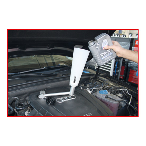 KS Tools Jeu d'entonnoirs de remplissage d'huile avec raccord pivotant, 4 pcs.