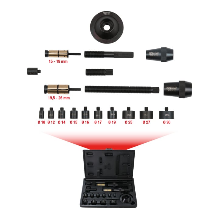 KS Tools Jeu d'outils de centrage d'embrayage universel Ø 15,0 26,0 mm, 19 pcs.