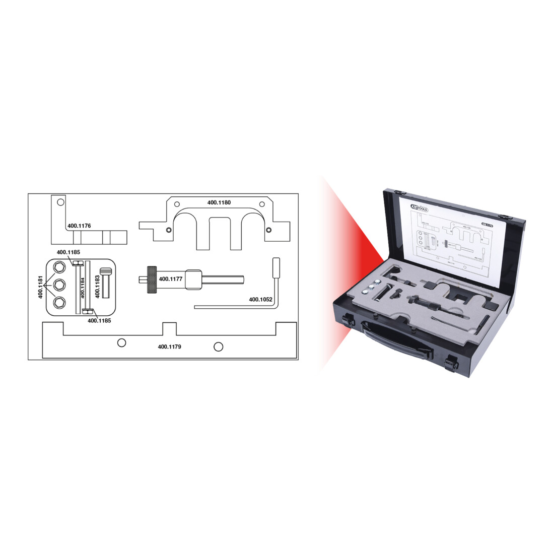 KS Tools Jeu d'outils de réglage moteur pour BMW, 14 pcs.