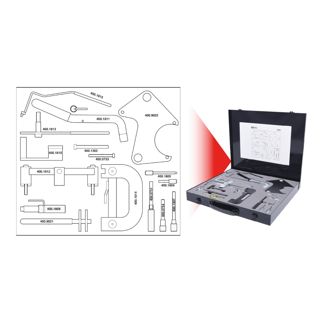 KS Tools Jeu d'outils de réglage moteur pour Renault, 18 pcs.