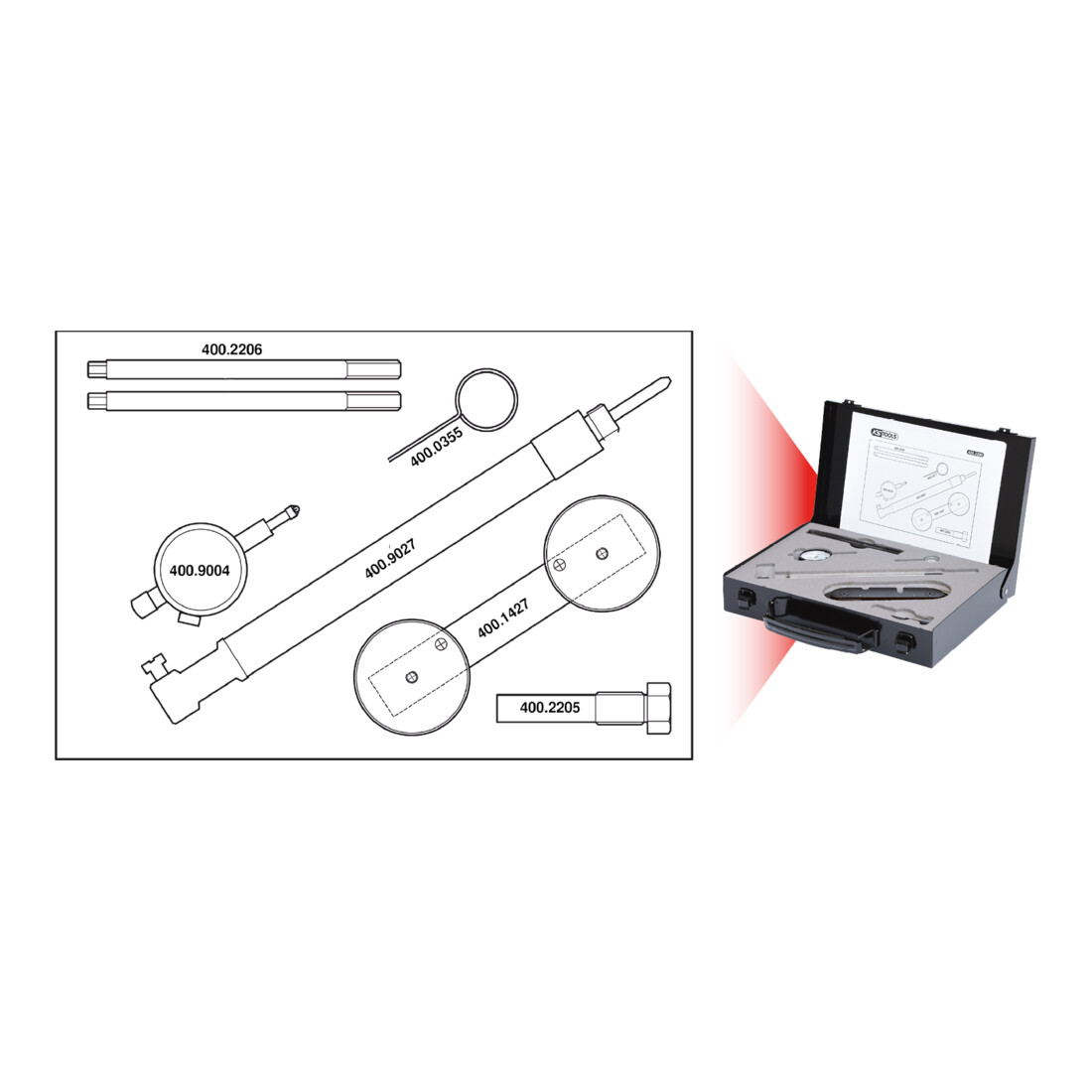 KS Tools Jeu d'outils de réglage moteur pour VAG, 7 pcs. Audi A3, VW