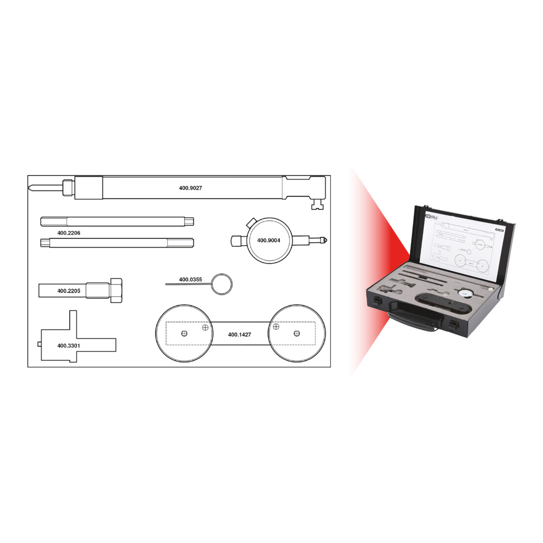 KS Tools Jeu d'outils de réglage moteur pour VAG, 8 pcs.