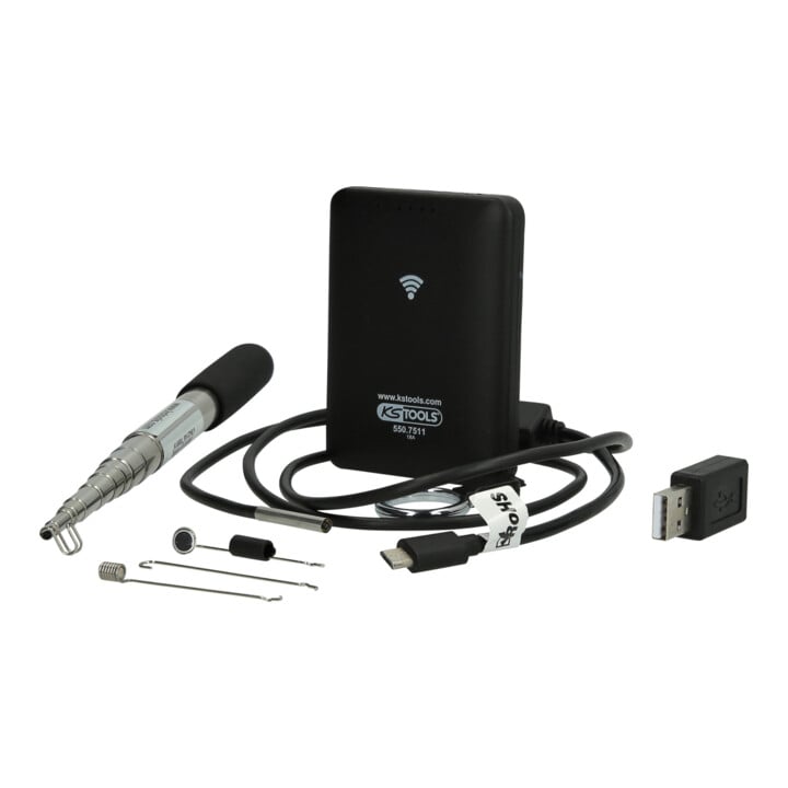 KS Tools Jeu vidéoscope WiFi avec sonde caméra avant Ø 3,9 mm 0° HD, 7 pcs