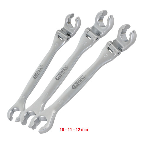 KS Tools Jeux de clés à tuyauter articulées CHROMEplus, 3 pcs. 10-12mm