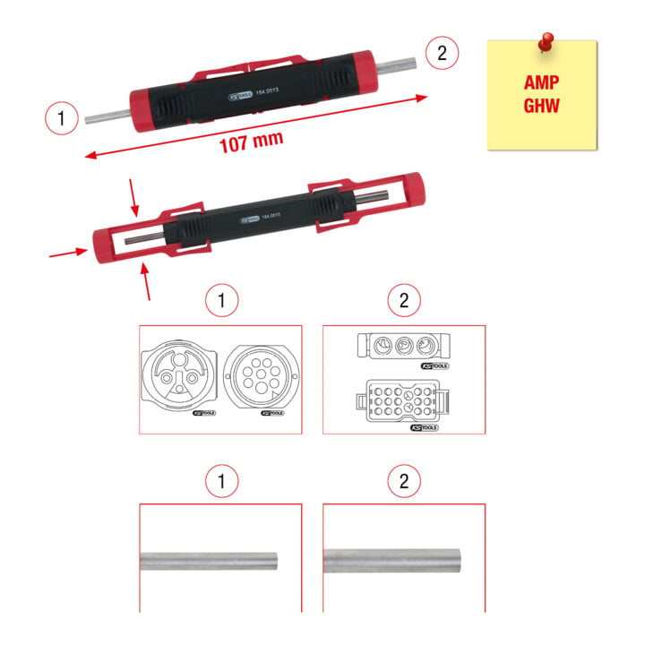 KS Tools Kabel-Entriegelungswerkzeug für Rundstecker und Rundsteckhülsen 1,5 / 3,5mm