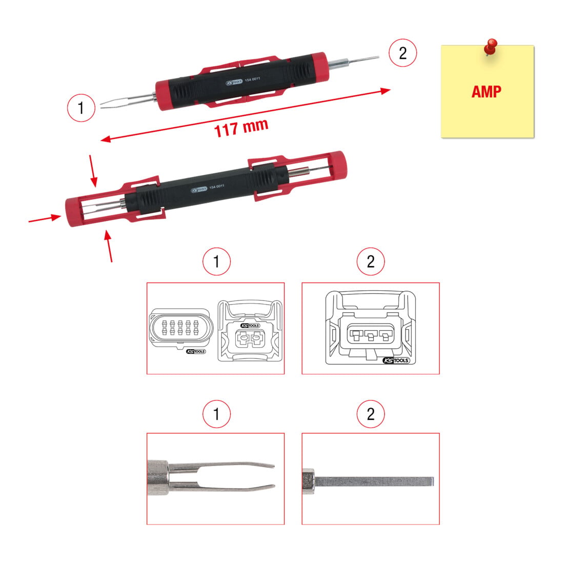 KS Tools kabelontkoppelaar voor platte stekker en platte stekkerhuls 2.8-6.3mm