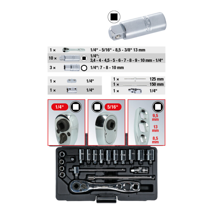 KS Tools Kälte-Klima-Steckschlüssel-Satz, 19-tlg.