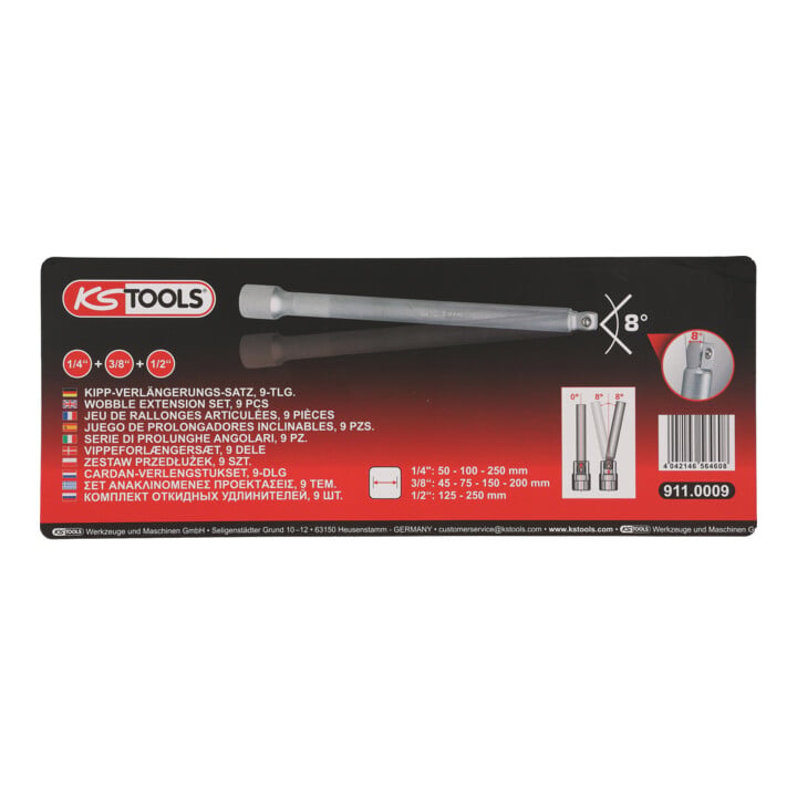 KS Tools kantelverlengset, 9 stuks