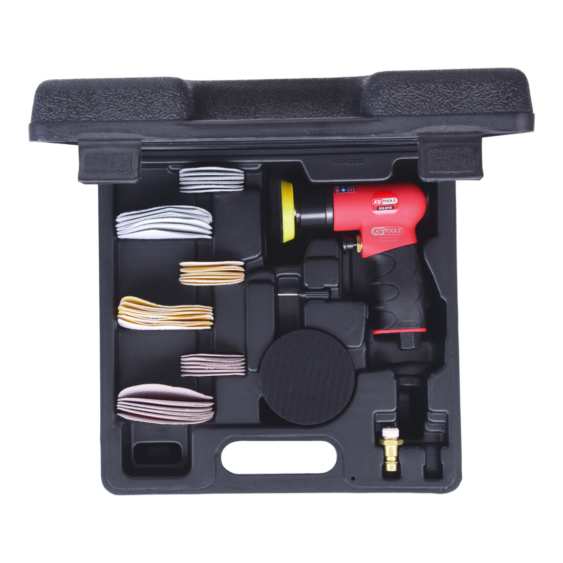 KS Tools Kit de mini-ponceuse excentrique, 63 pcs