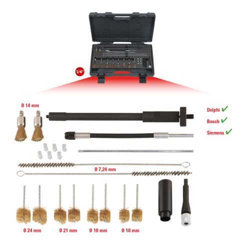 KS Tools Kit de nettoyage du puits d'injection, 23 pcs
