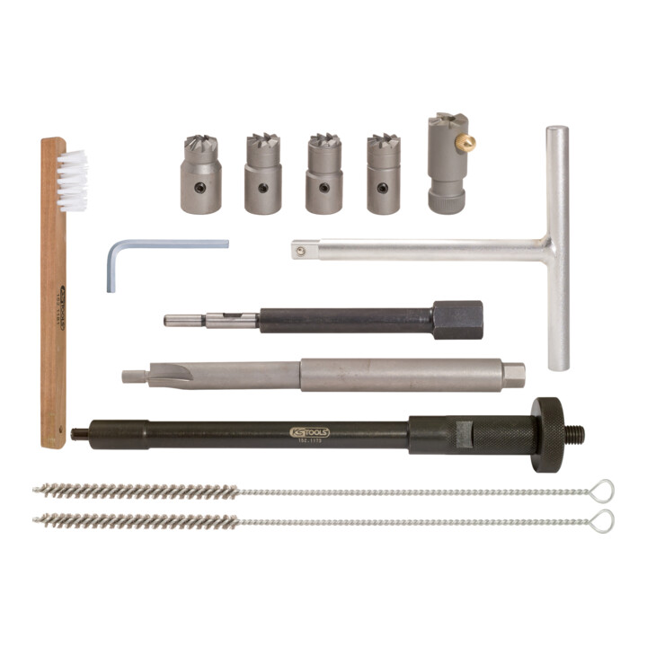 KS Tools Kit de nettoyage pour sièges d'injecteurs, 13 pcs