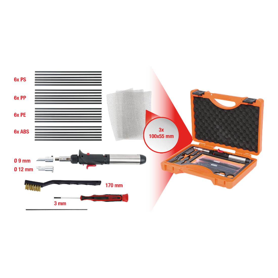 KS Tools Kit de soudage pour plastique, 33 pcs.