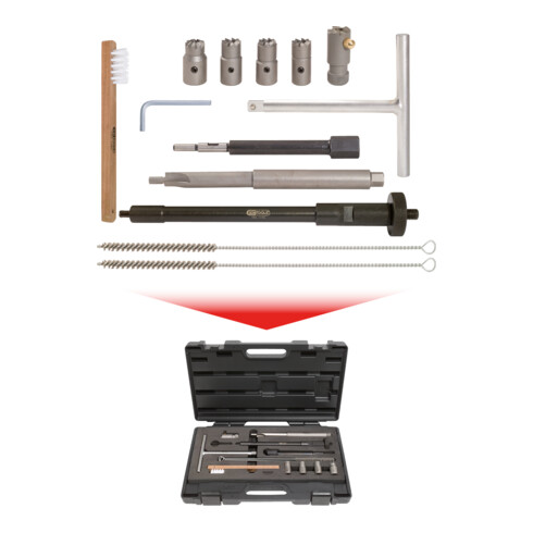 KS Tools Kit per la pulizia delle sedi degli iniettori, 13pz.