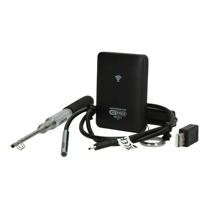 KS Tools Kit vidéoscope Wifi avec sonde de caméra HD avant Ø 6,0 mm 0° et 90°, commutable, 4 pcs.