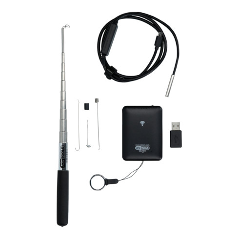 KS Tools Kit videoscopio Wi-Fi con sonda telecamera frontale Ø5,5mm 0° HD, 7pz.