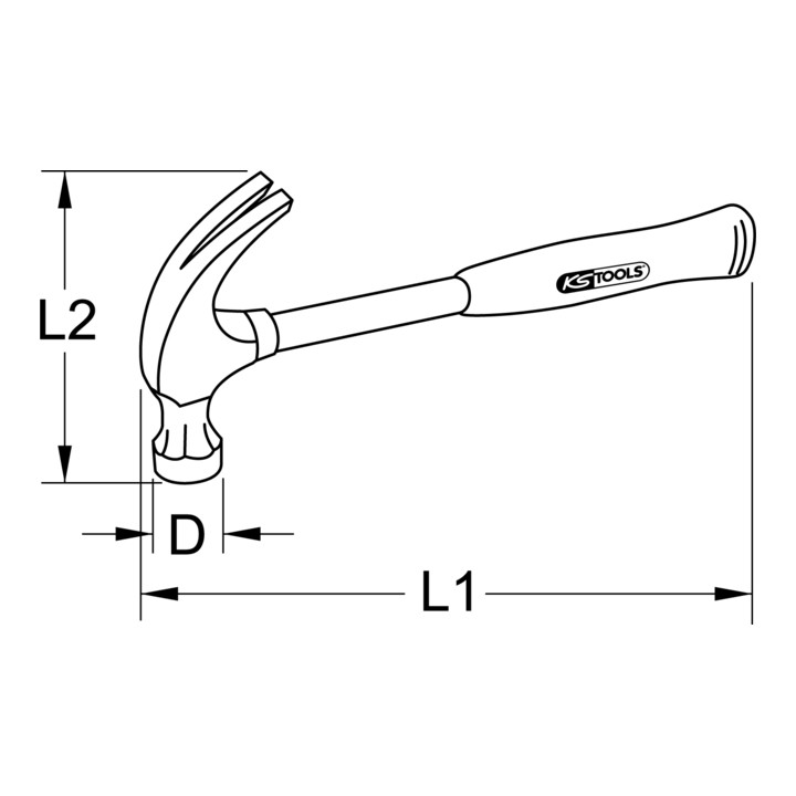KS Tools klauwhamer, Amerikaanse vorm, 600g