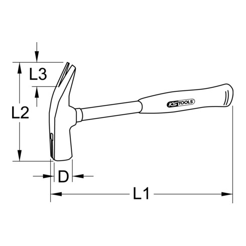KS Tools klauwhamer met stalen steel, 600g