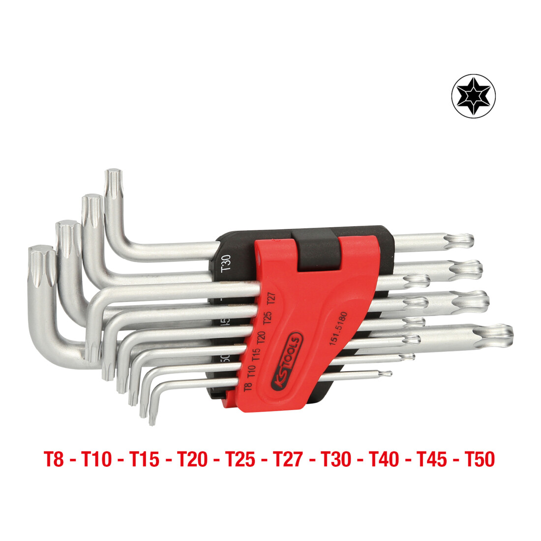 KS Tools kogel TX haakse steeksleutelset, lang, 10-delig.