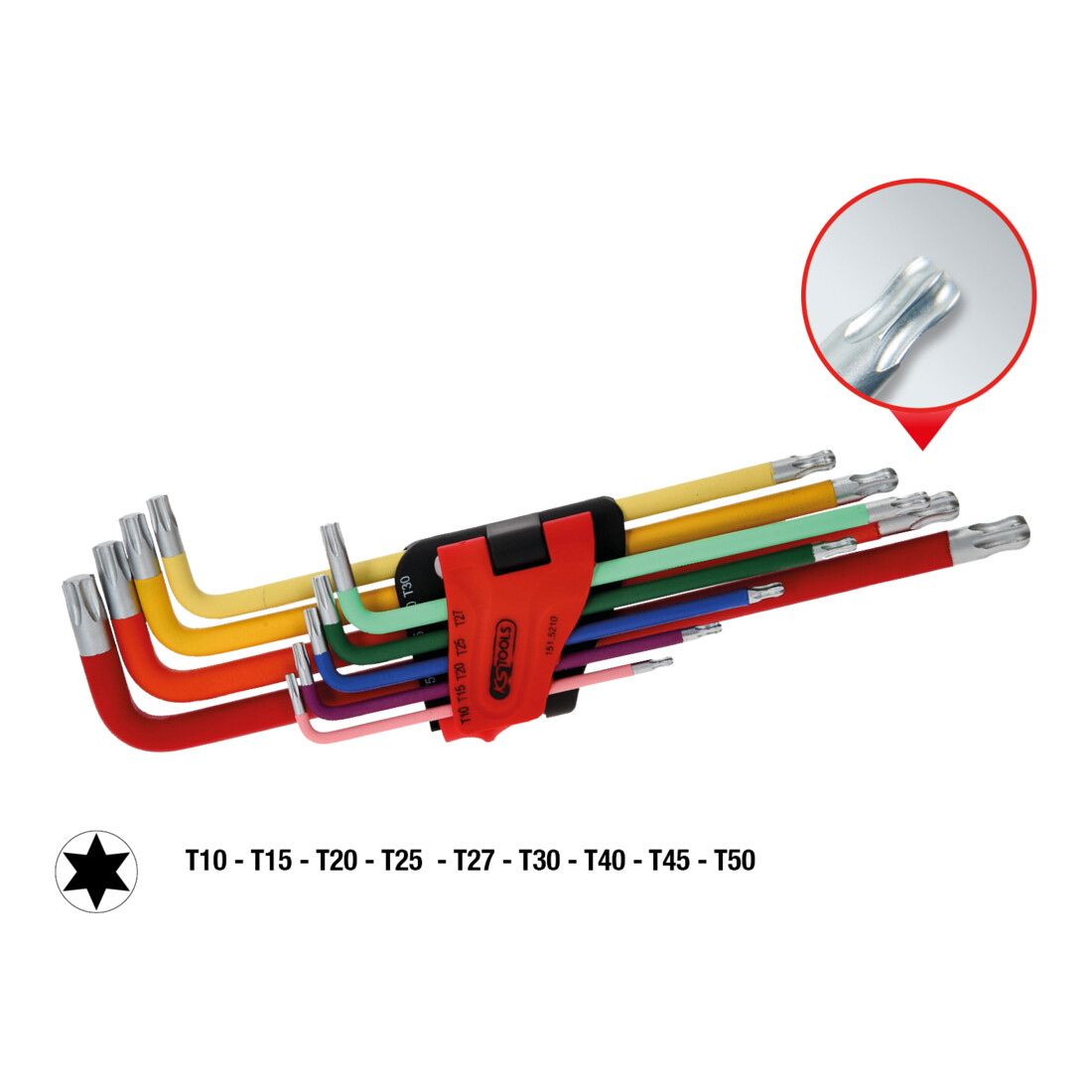 KS Tools kogel TX L-sleutelset, extra lang, 9-delig.