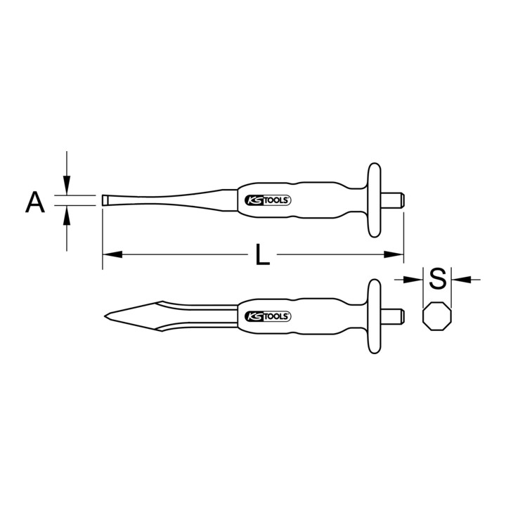 KS Tools Kreuzmeißel, 7 mm, 8-kant