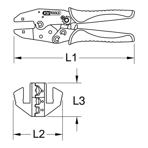 KS Tools krimptang voor geïsoleerde kabelschoenen, 220mm