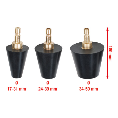 KS Tools Kühlsystem-Konus-Prüfadapter-Satz, 3-teilig 17,0 - 50,0 mm