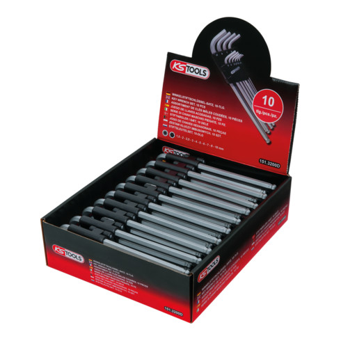 KS Tools Kugelkopf-Innensechskant-Winkelstiftschlüssel-Display,10-teilig