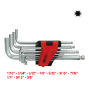KS Tools Kugelkopf-Innensechskant-Winkelstiftschlüssel-Satz, lang, Zollmaße, 10-tlg.-3